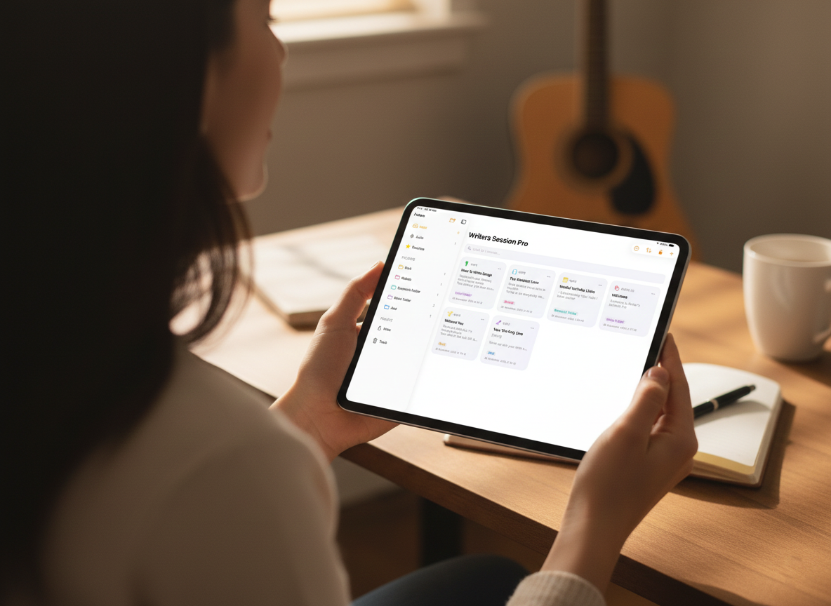 Writers Session Pro app interface - Your Creative Companion for songwriters